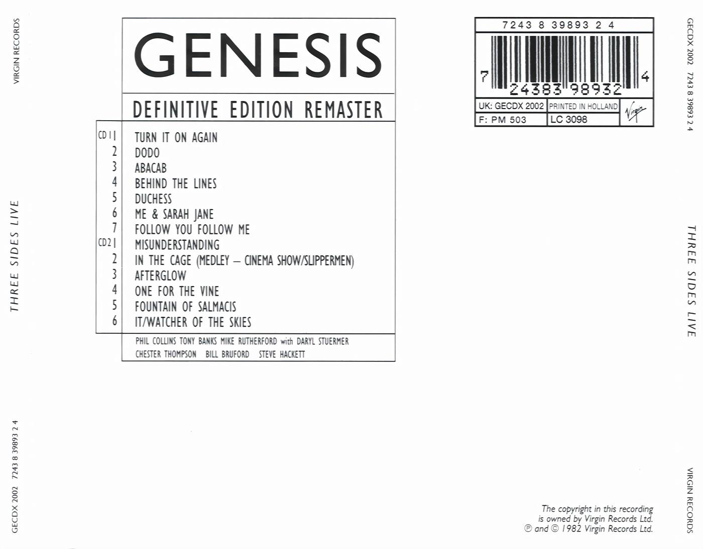 Genesis cd. Genesis "three Sides Live". Genesis Live CD. Genesis – Abacab. Genesis Abacab 1981 Vinyl.